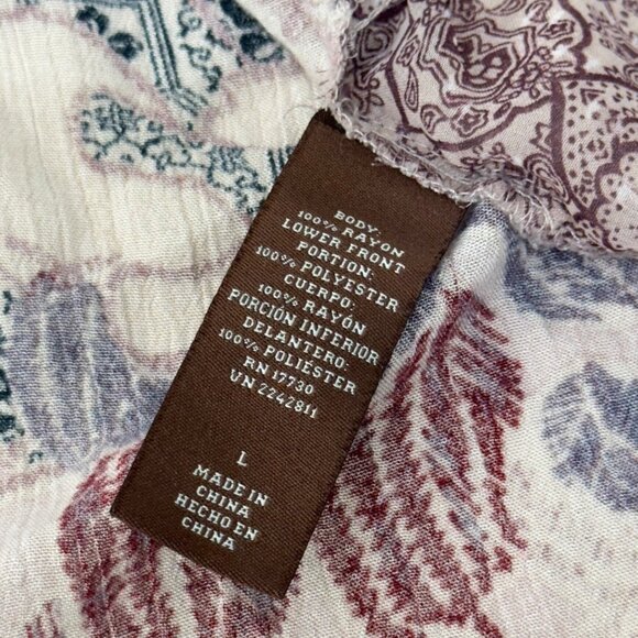 Knox Rose Womens Boho Floral Kimono Cardigan Jacket Size L Burgandy /Pink - Picture 6 of 11